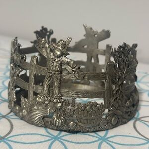 Vintage  Silver-Toned Scarecrow Candle Holder